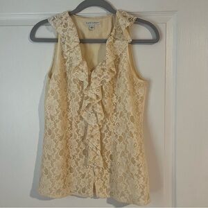 Butter yellow lace work top from Banana Republic
